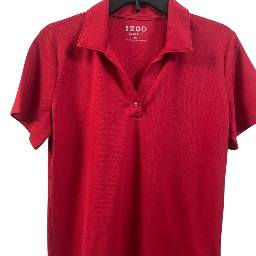 IZOD Golf Womens Short Sleeve Performance Polo Shirt Red Size‎ Large L/G